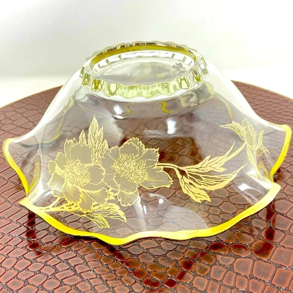 Vintage Silver City Glass Company Sterling on Glass Decorative Scalloped Bowl